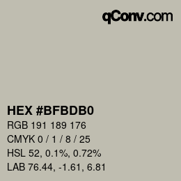 Color code: HEX #BFBDB0 | qconv.com