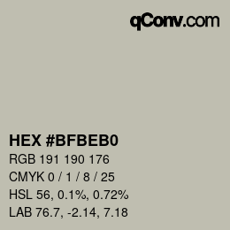 Código de color: HEX #BFBEB0 | qconv.com