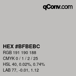 颜色代码: HEX #BFBEBC | qconv.com