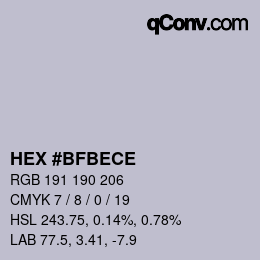 Color code: HEX #BFBECE | qconv.com