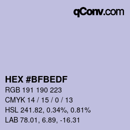 颜色代码: HEX #BFBEDF | qconv.com