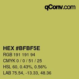 Color code: HEX #BFBF5E | qconv.com