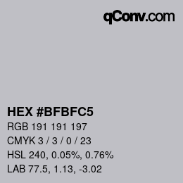 Color code: HEX #BFBFC5 | qconv.com
