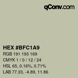 颜色代码: HEX #BFC1A9 | qconv.com