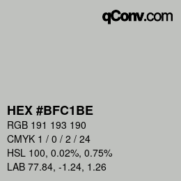 Farbcode: HEX #BFC1BE | qconv.com