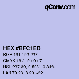 颜色代码: HEX #BFC1ED | qconv.com