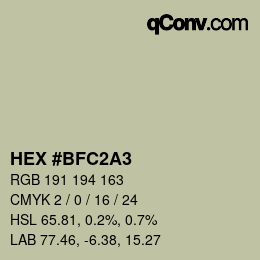 颜色代码: HEX #BFC2A3 | qconv.com