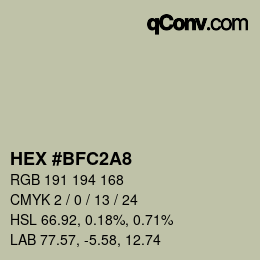 Color code: HEX #BFC2A8 | qconv.com