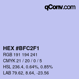 カラーコード: HEX #BFC2F1 | qconv.com