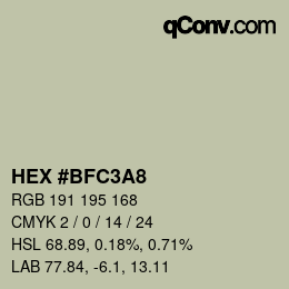 颜色代码: HEX #BFC3A8 | qconv.com