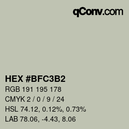Farbcode: HEX #BFC3B2 | qconv.com
