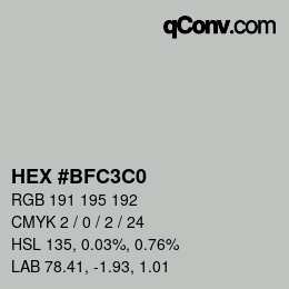 Color code: HEX #BFC3C0 | qconv.com