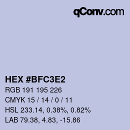 カラーコード: HEX #BFC3E2 | qconv.com