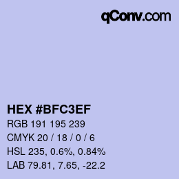 颜色代码: HEX #BFC3EF | qconv.com