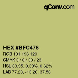颜色代码: HEX #BFC478 | qconv.com