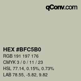 颜色代码: HEX #BFC5B0 | qconv.com