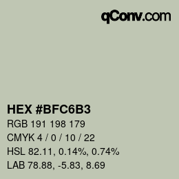 颜色代码: HEX #BFC6B3 | qconv.com