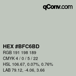 カラーコード: HEX #BFC6BD | qconv.com