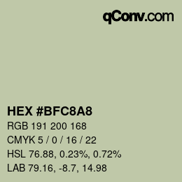 Código de color: HEX #BFC8A8 | qconv.com