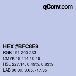 颜色代码: HEX #BFC8E9 | qconv.com