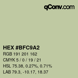 Color code: HEX #BFC9A2 | qconv.com