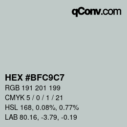 Color code: HEX #BFC9C7 | qconv.com