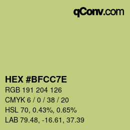 Color code: HEX #BFCC7E | qconv.com