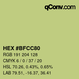 Color code: HEX #BFCC80 | qconv.com