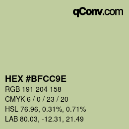 颜色代码: HEX #BFCC9E | qconv.com