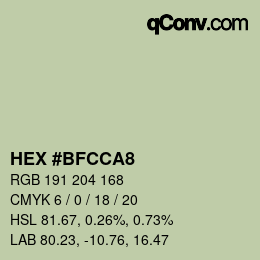 カラーコード: HEX #BFCCA8 | qconv.com