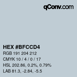 Color code: HEX #BFCCD4 | qconv.com