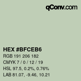 Color code: HEX #BFCEB6 | qconv.com