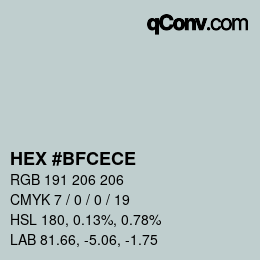 Color code: HEX #BFCECE | qconv.com