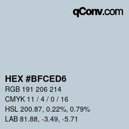 Color code: HEX #BFCED6 | qconv.com