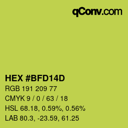 颜色代码: HEX #BFD14D | qconv.com