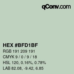 Farbcode: HEX #BFD1BF | qconv.com