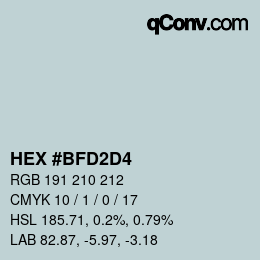 カラーコード: HEX #BFD2D4 | qconv.com