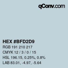 Color code: HEX #BFD2D9 | qconv.com