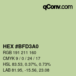 カラーコード: HEX #BFD3A0 | qconv.com