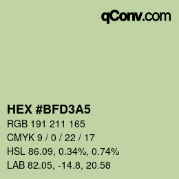 Color code: HEX #BFD3A5 | qconv.com