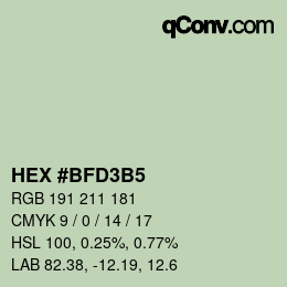 Color code: HEX #BFD3B5 | qconv.com