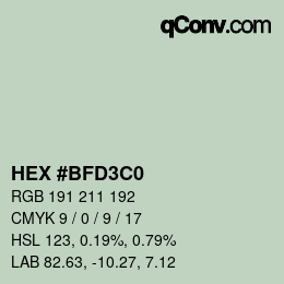 カラーコード: HEX #BFD3C0 | qconv.com