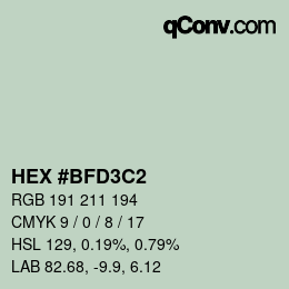 Color code: HEX #BFD3C2 | qconv.com