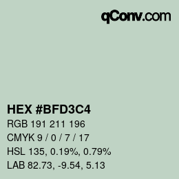 Código de color: HEX #BFD3C4 | qconv.com