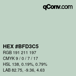 カラーコード: HEX #BFD3C5 | qconv.com