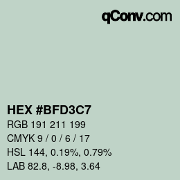 Color code: HEX #BFD3C7 | qconv.com