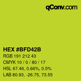颜色代码: HEX #BFD42B | qconv.com