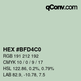 颜色代码: HEX #BFD4C0 | qconv.com