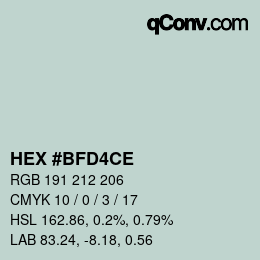Color code: HEX #BFD4CE | qconv.com
