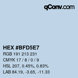 カラーコード: HEX #BFD5E7 | qconv.com